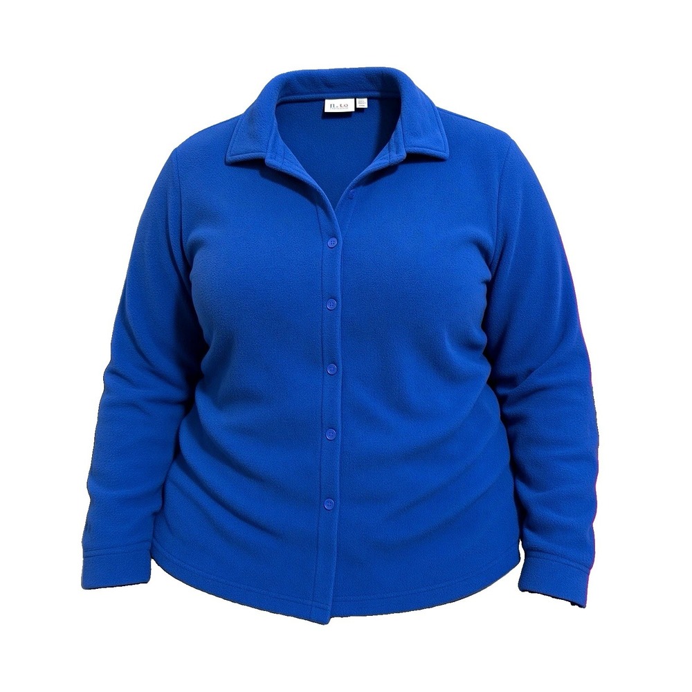 d&co Essentials Blue Polar Fleece Button-Up Shirt Jacket Size 2X